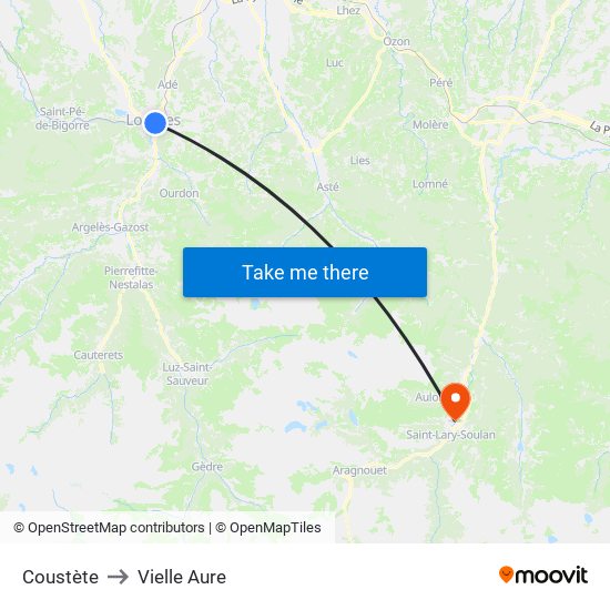 Coustète to Vielle Aure map