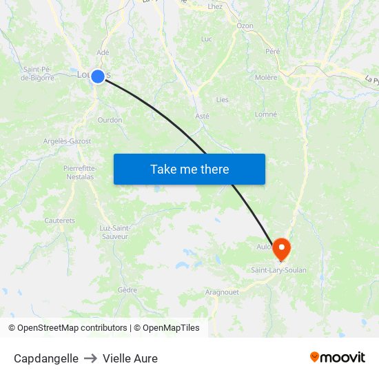 Capdangelle to Vielle Aure map