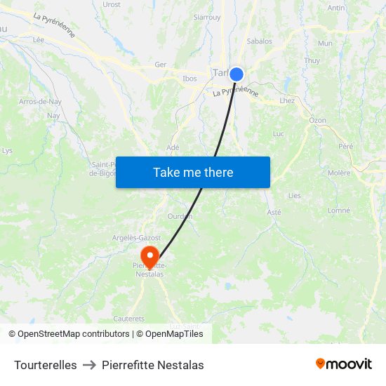 Tourterelles to Pierrefitte Nestalas map