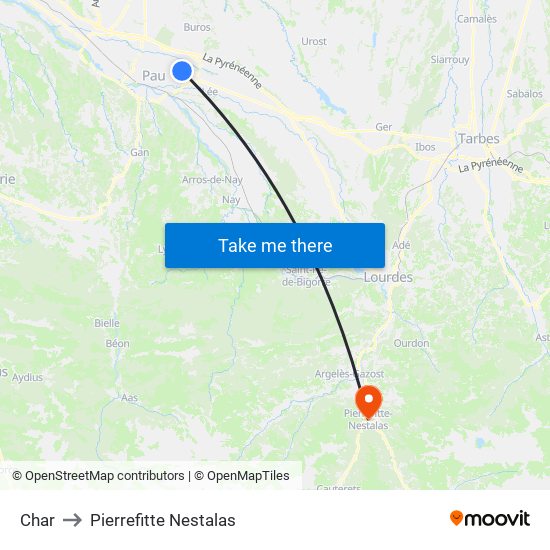Char to Pierrefitte Nestalas map