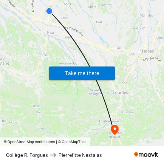 Collège R. Forgues to Pierrefitte Nestalas map