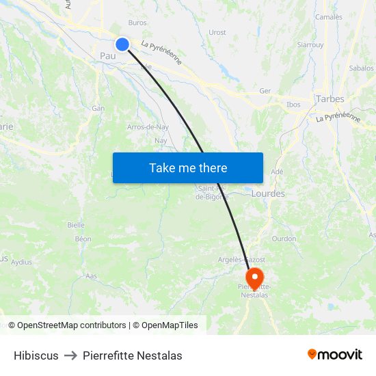 Hibiscus to Pierrefitte Nestalas map