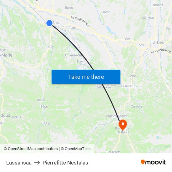 Lassansaa to Pierrefitte Nestalas map