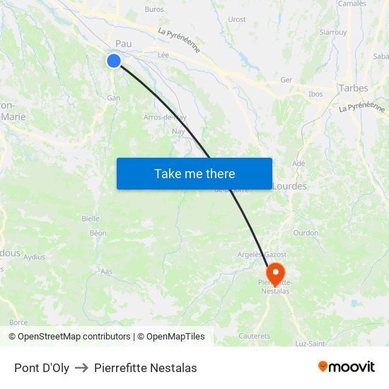 Pont D'Oly to Pierrefitte Nestalas map