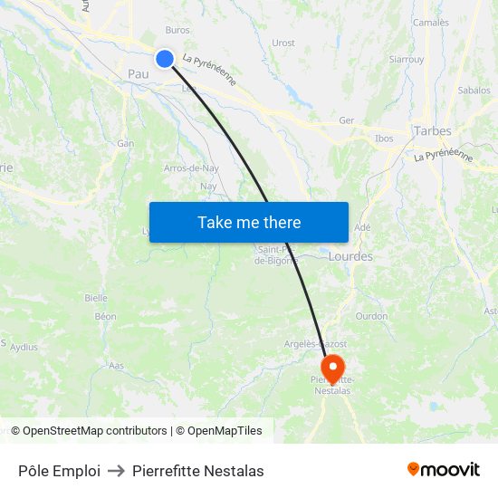 Pôle Emploi to Pierrefitte Nestalas map