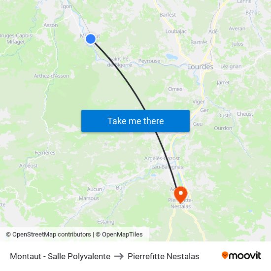 Montaut - Salle Polyvalente to Pierrefitte Nestalas map