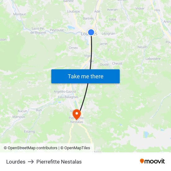 Lourdes to Pierrefitte Nestalas map