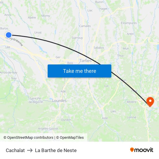 Cachalat to La Barthe de Neste map