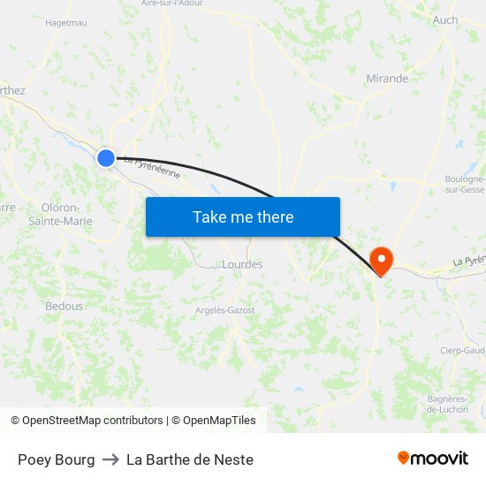 Poey Bourg to La Barthe de Neste map