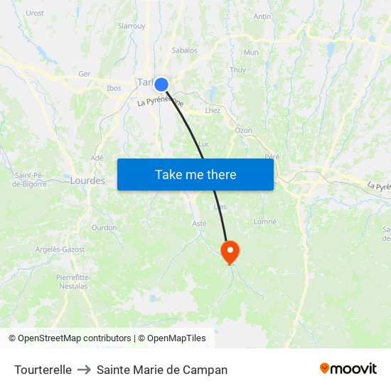 Tourterelle to Sainte Marie de Campan map