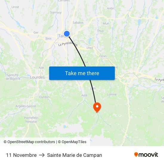 11 Novembre to Sainte Marie de Campan map