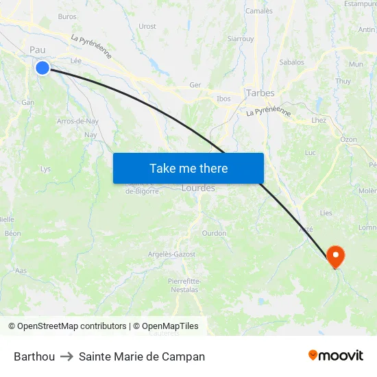 Barthou to Sainte Marie de Campan map