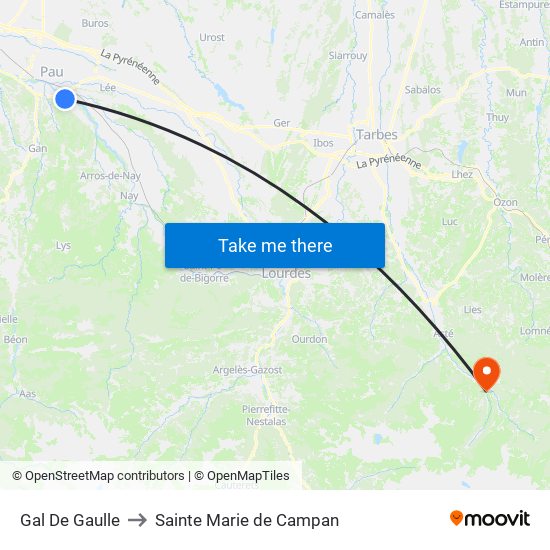 Gal De Gaulle to Sainte Marie de Campan map