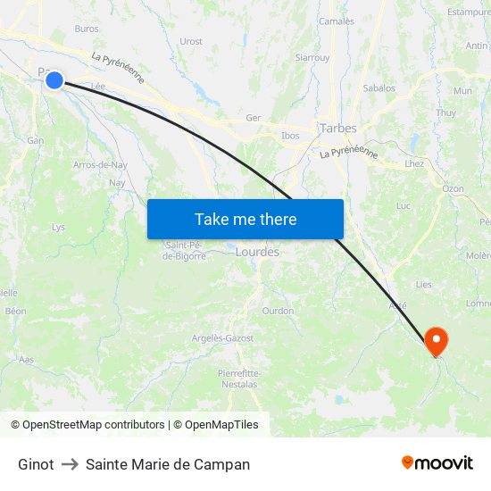 Ginot to Sainte Marie de Campan map