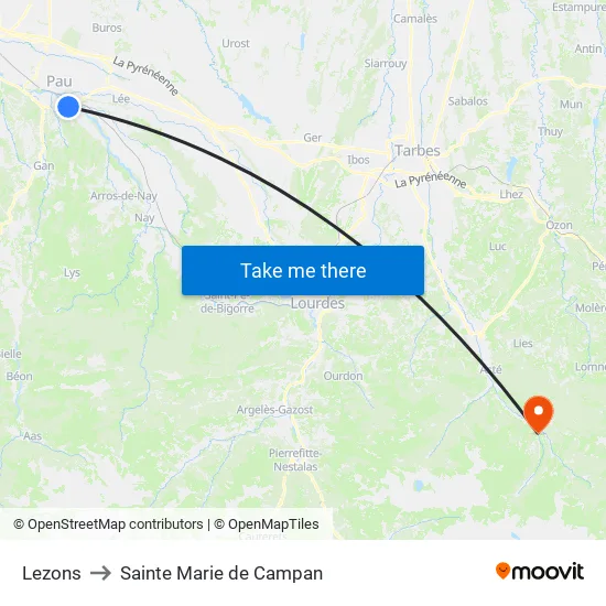 Lezons to Sainte Marie de Campan map