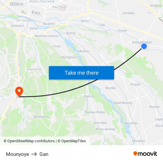 Mounyoye to Gan map