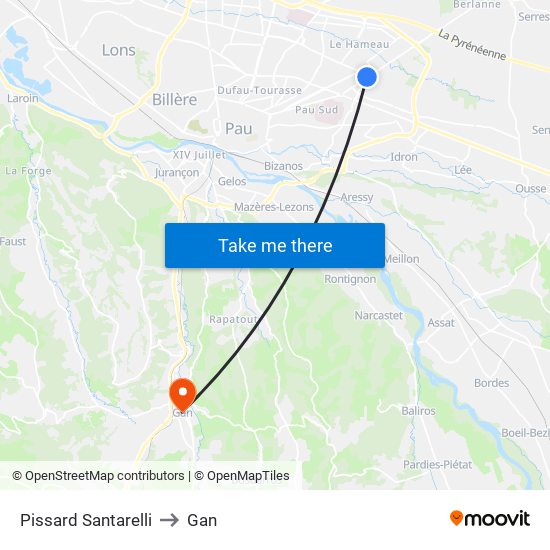 Pissard Santarelli to Gan map