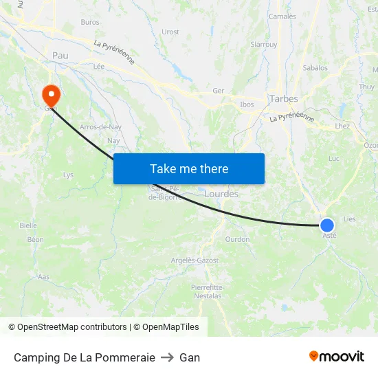 Camping De La Pommeraie to Gan map
