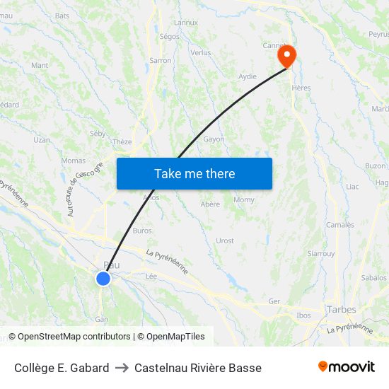 Collège E. Gabard to Castelnau Rivière Basse map