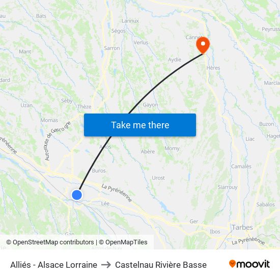 Alliés - Alsace Lorraine to Castelnau Rivière Basse map