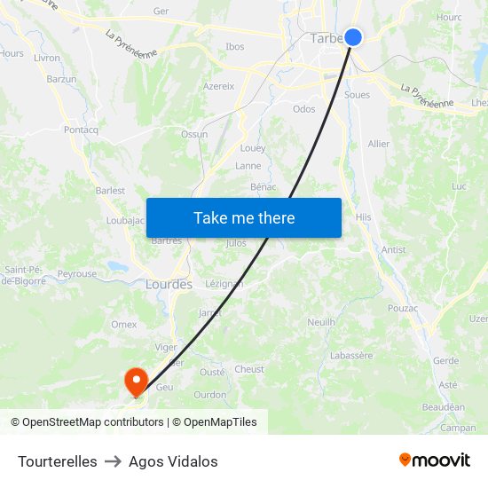 Tourterelles to Agos Vidalos map