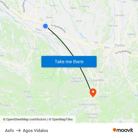 Asfo to Agos Vidalos map