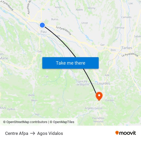 Centre Afpa to Agos Vidalos map