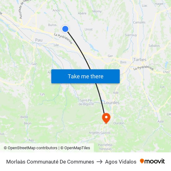 Morlaàs Communauté De Communes to Agos Vidalos map