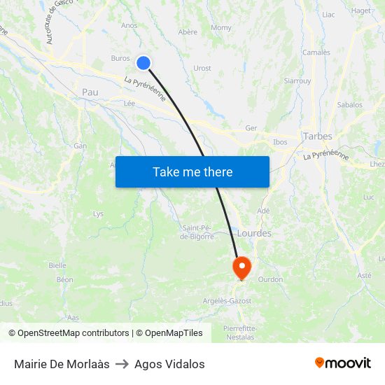 Mairie De Morlaàs to Agos Vidalos map
