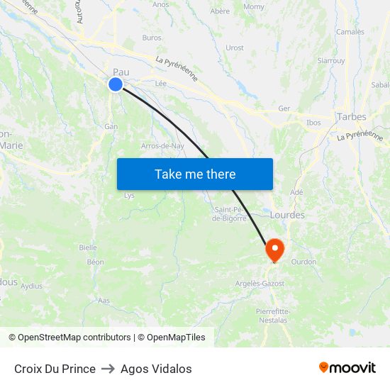 Croix Du Prince to Agos Vidalos map