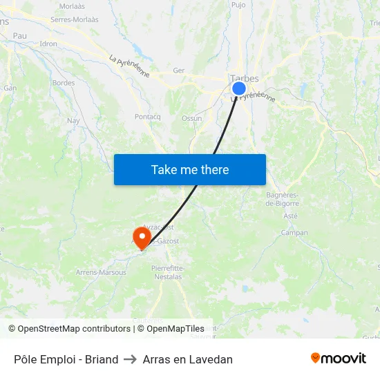 Pôle Emploi - Briand to Arras en Lavedan map