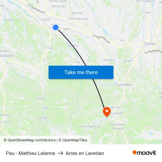 Pau - Mathieu Lalanne to Arras en Lavedan map