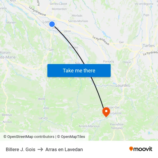 Billere J. Gois to Arras en Lavedan map