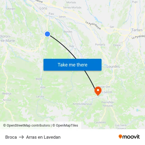 Broca to Arras en Lavedan map