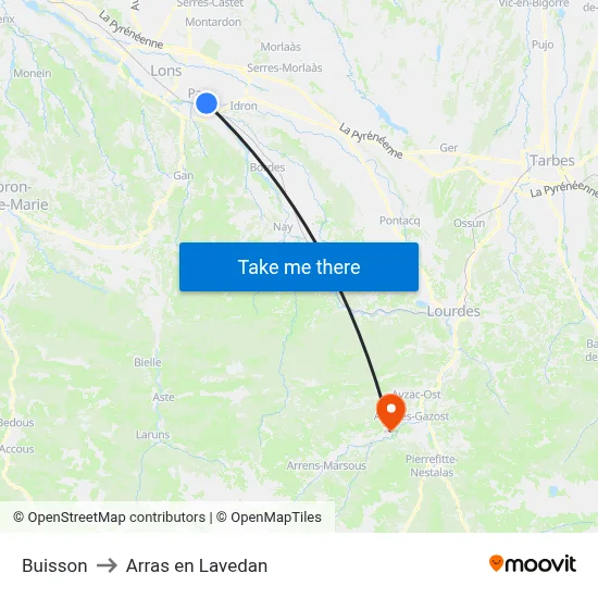 Buisson to Arras en Lavedan map