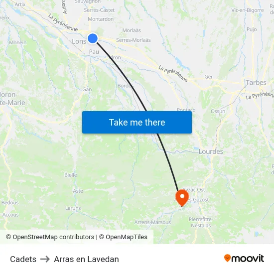 Cadets to Arras en Lavedan map