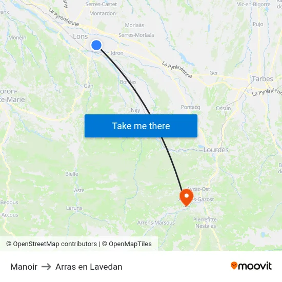 Manoir to Arras en Lavedan map