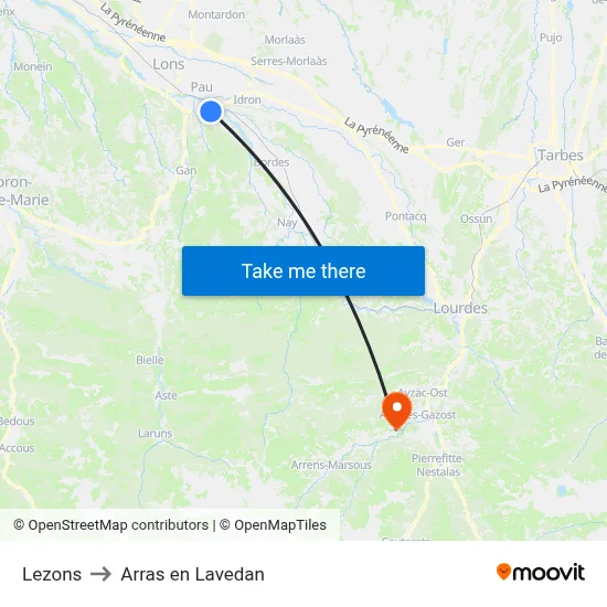 Lezons to Arras en Lavedan map