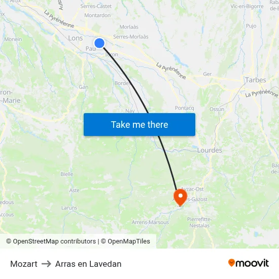 Mozart to Arras en Lavedan map
