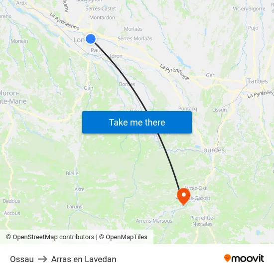Ossau to Arras en Lavedan map