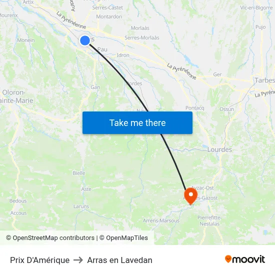 Prix D'Amérique to Arras en Lavedan map
