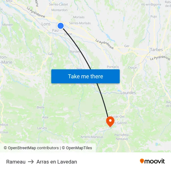 Rameau to Arras en Lavedan map