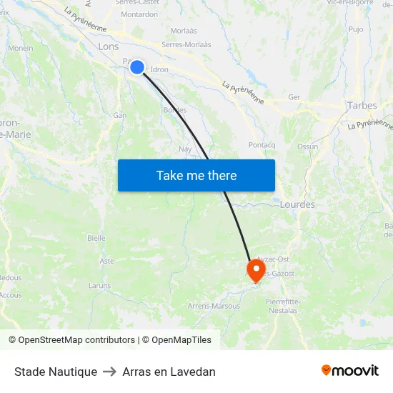 Stade Nautique to Arras en Lavedan map