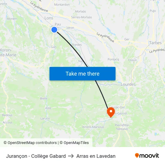 Jurançon - Collège Gabard to Arras en Lavedan map