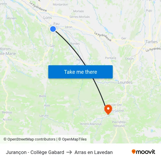 Jurançon - Collège Gabard to Arras en Lavedan map