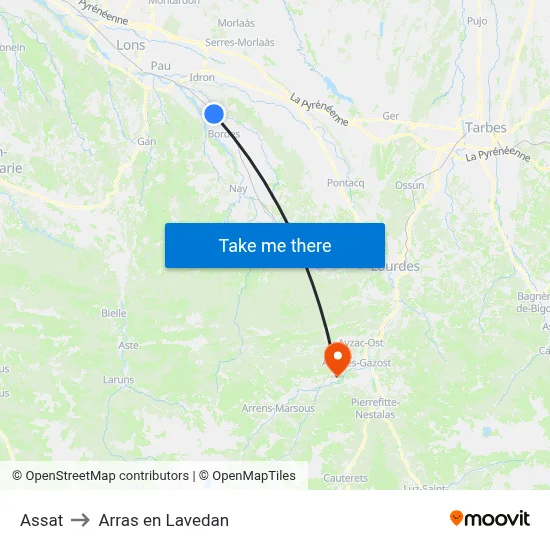 Assat to Arras en Lavedan map