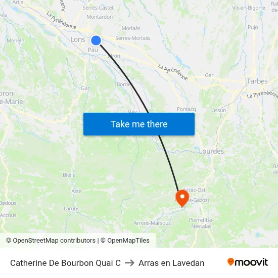 Catherine De Bourbon Quai C to Arras en Lavedan map