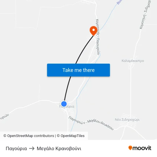 Παγούρια to Mεγάλο Κρανοβούνι map