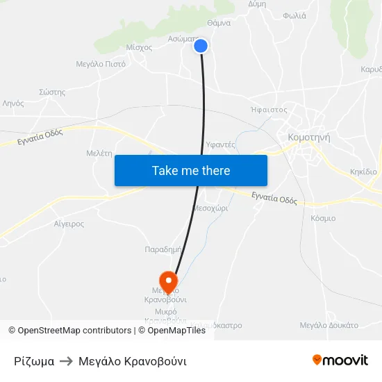 Ρίζωμα to Mεγάλο Κρανοβούνι map