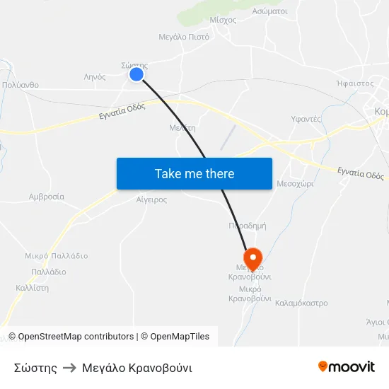 Σώστης to Mεγάλο Κρανοβούνι map